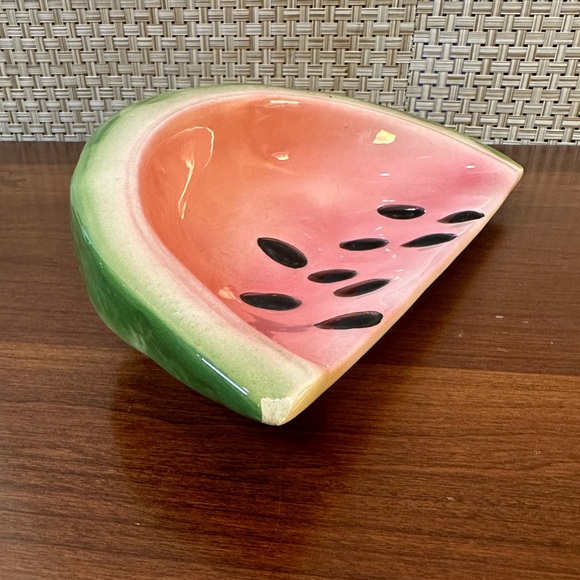 🌟5xHP🌟VTG 1970s-80s Set of 2 Glazed Ceramic Watermelon Slice Plates Hobbyist - Picture 15 of 15